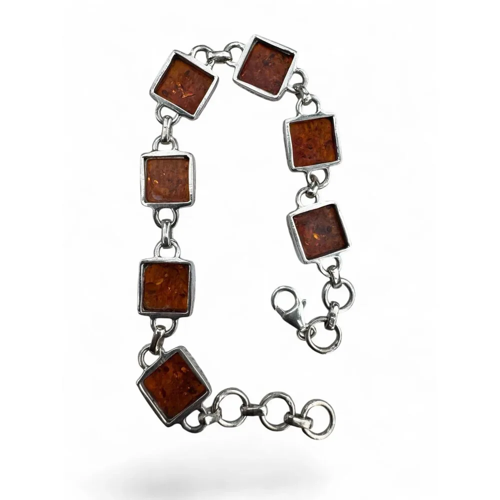 Baltic Amber Solid 925 Sterling Silver Bracelet - Picture 2 of 4